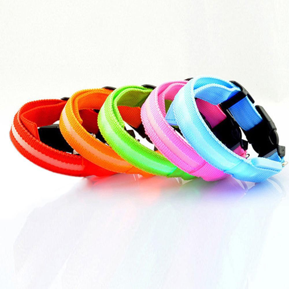 Nylon LED Glow Pet Dog Collar Pendant Night Safety Flashing