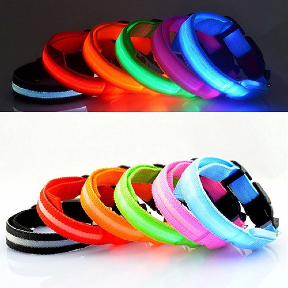 Nylon LED Glow Pet Dog Collar Pendant Night Safety Flashing