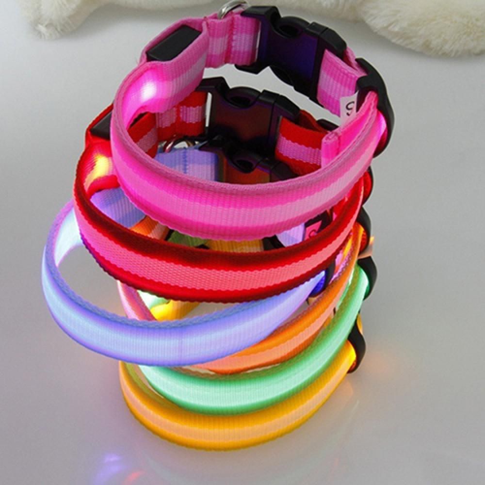 Nylon LED Glow Pet Dog Collar Pendant Night Safety Flashing