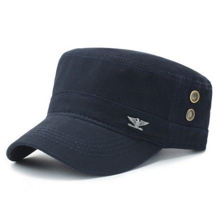 Adjustable Size Adult Men's Flat Caps 100% Cotton Ary Hats  Spring Summer Fashion Casual Panama Flat Top Cap-navy Blue