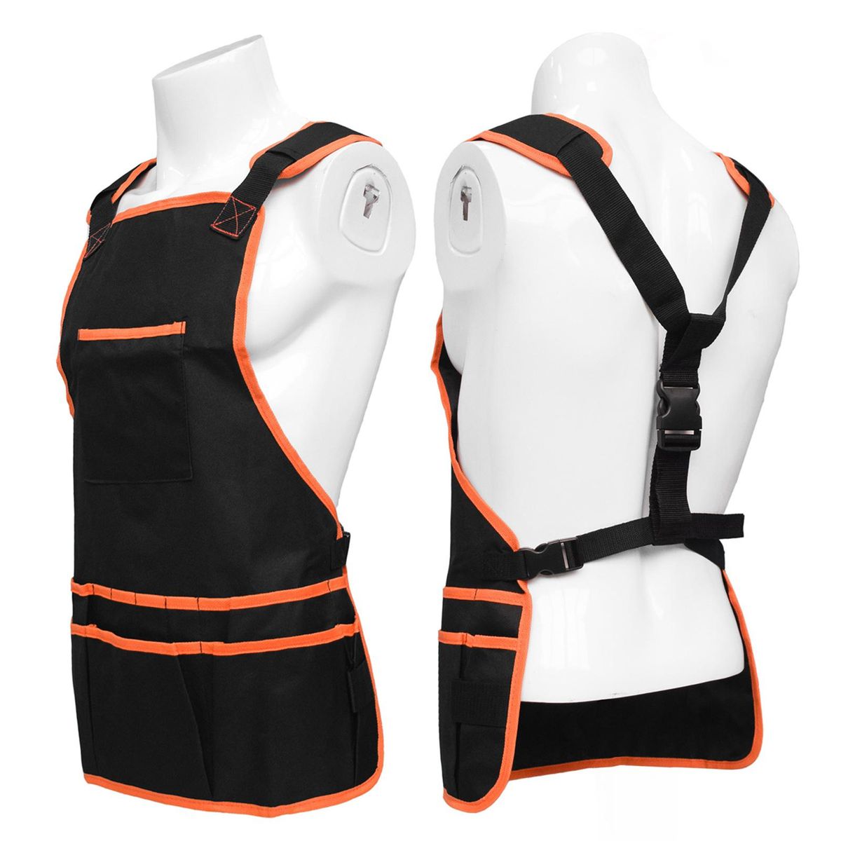 Work Apron Skin-touching Multi-pockets Apron Orange