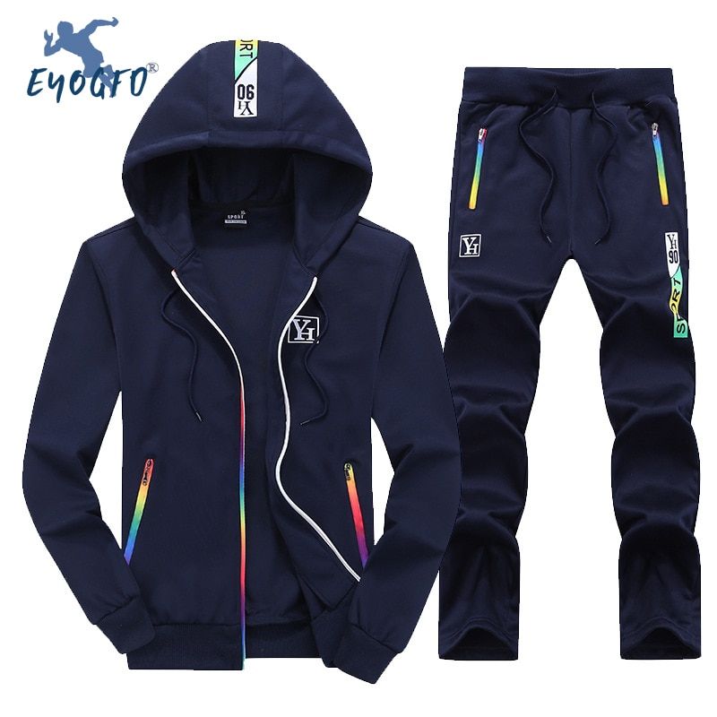 New Casual Tracksuit Set 2021Men Fitness Jogger Sports Sportswear Suits Spring Autumn Two Pieces Hoodies Pants Sets Male Suit