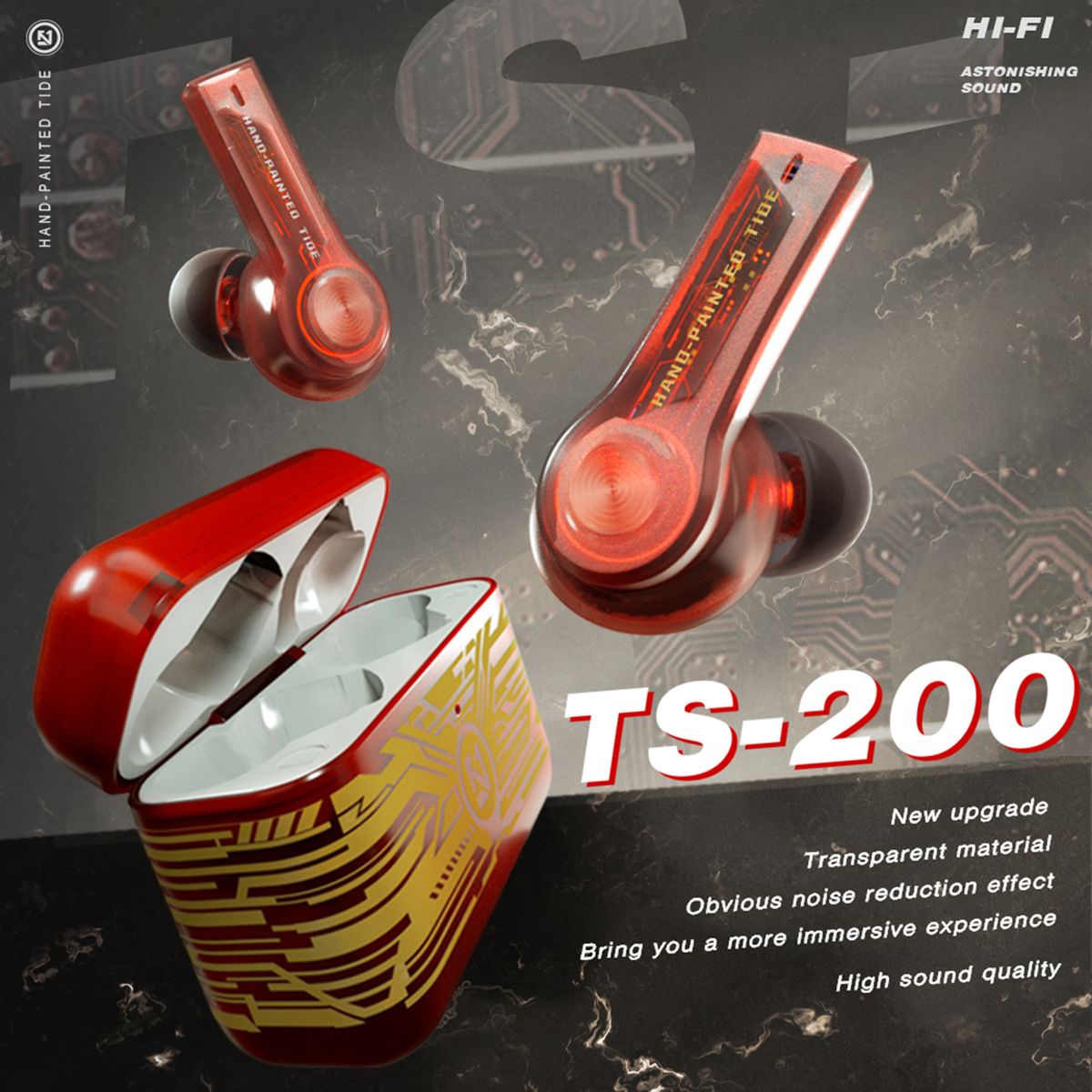 TS-200 BT5.0 Wireless Earphones With Microphone Auto Pairing