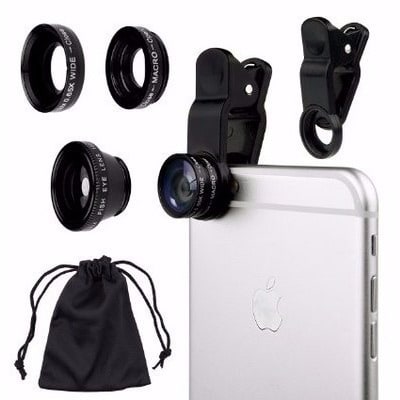 Universal Cell Phone Camera Lens Kit - Black