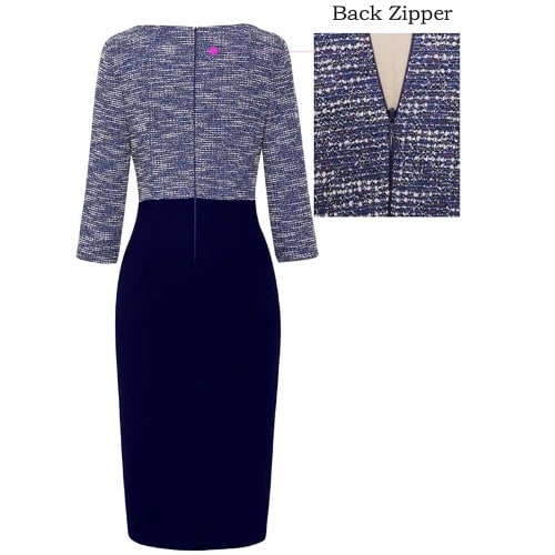 Hounds Tooth Pencil Dress- Blue