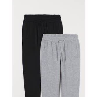 Joggers Sweatpants- 2 Pieces- Black & Light Grey