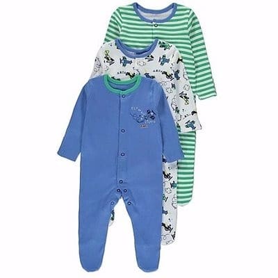 Baby Boys Sleepsuits - 3 Pack - Multicolour