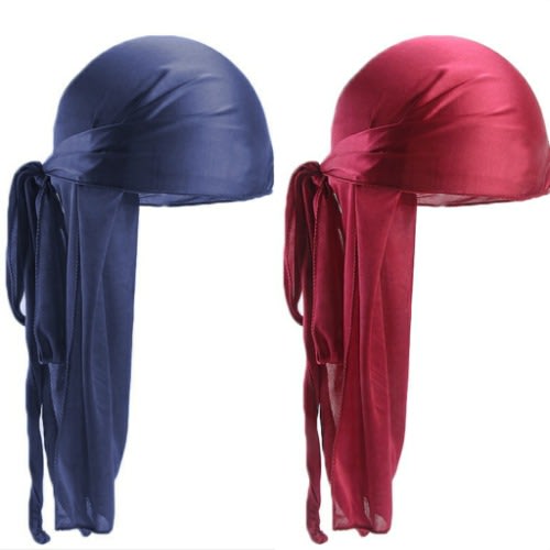 2 In 1silky Durags(Navy blue &wine)