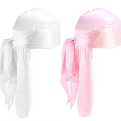 2 In 1 Silky Durags(White & Pink)