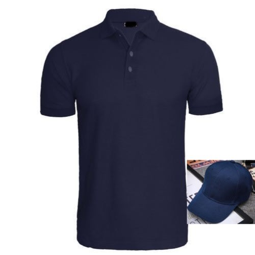Men's Polo T-Shirt & Cap-Navy Blue