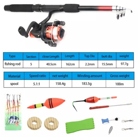 Fishing Rod And Reel Combo Tackle Set -Telescopic