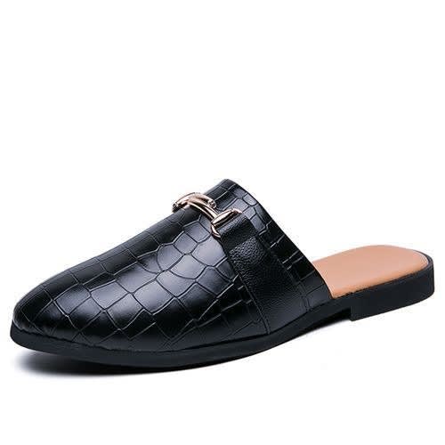 Leather Casual Crocodile Pattern Men's Half Loafers Shoes