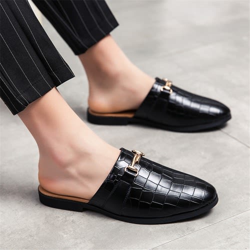 Leather Casual Crocodile Pattern Men's Half Loafers Shoes