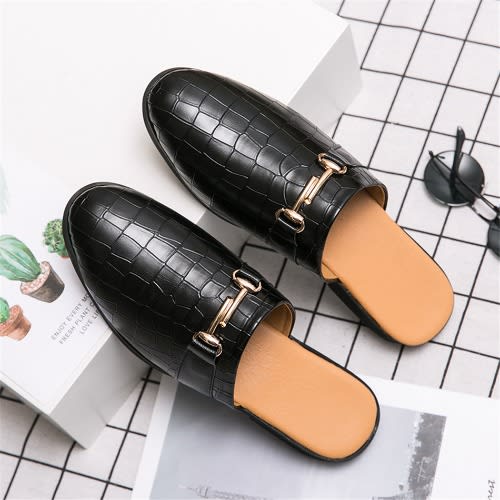 Leather Casual Crocodile Pattern Men's Half Loafers Shoes