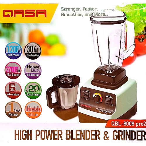 2l High Power Double Jar Blender & Grinder - 1200w