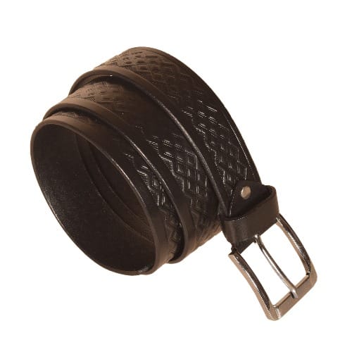 Pattern Leather Belt- Black