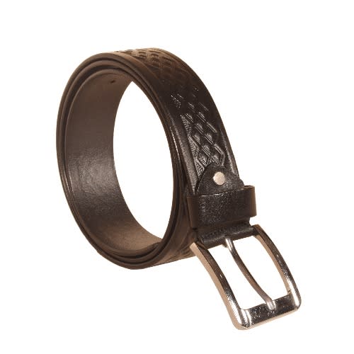 Pattern Leather Belt- Black
