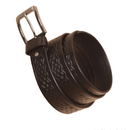 Pattern Leather Belt- Black