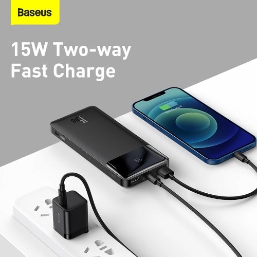 Power Bank - Bipow Digital Display - 10000mAh 15W - Black