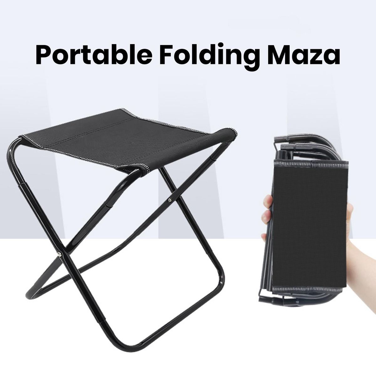 Folding Stool Portable Foldable Camping Stool Stable for Outdoor Black
