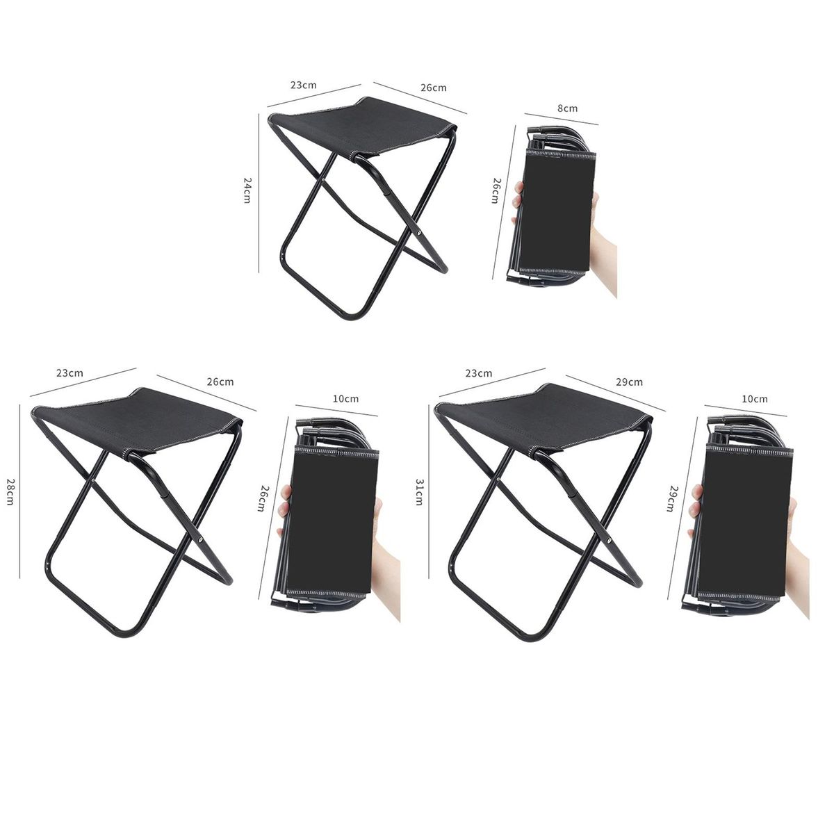 Folding Stool Portable Foldable Camping Stool Stable for Outdoor Black
