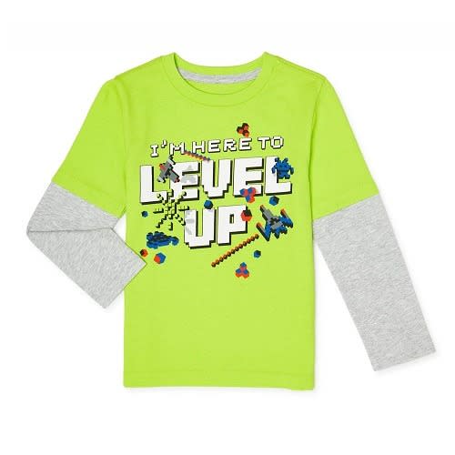 365 Kids Boys Level Up Long Sleeve Hangdown T-shirt Top