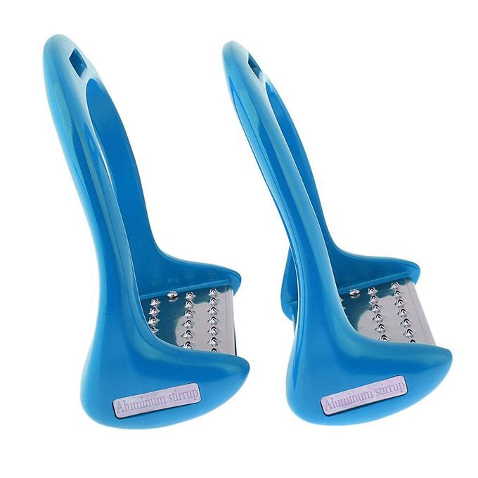 1Pair Anti Slip Stainless Steel Horse Saddle English Stirrups Blue