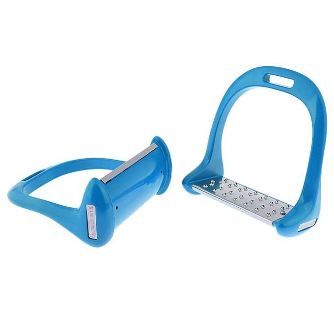 1Pair Anti Slip Stainless Steel Horse Saddle English Stirrups Blue