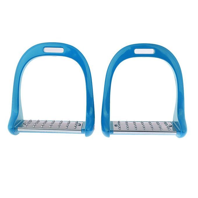 1Pair Anti Slip Stainless Steel Horse Saddle English Stirrups Blue