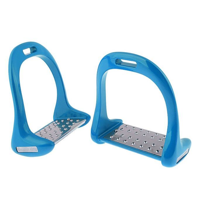 1Pair Anti Slip Stainless Steel Horse Saddle English Stirrups Blue