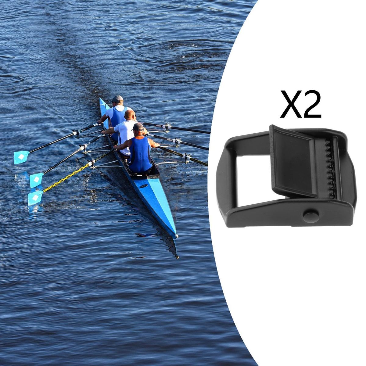 Kayak Webbing Buckle Aluminum Alloy Ladder Lock For Hiking Black 2pcs