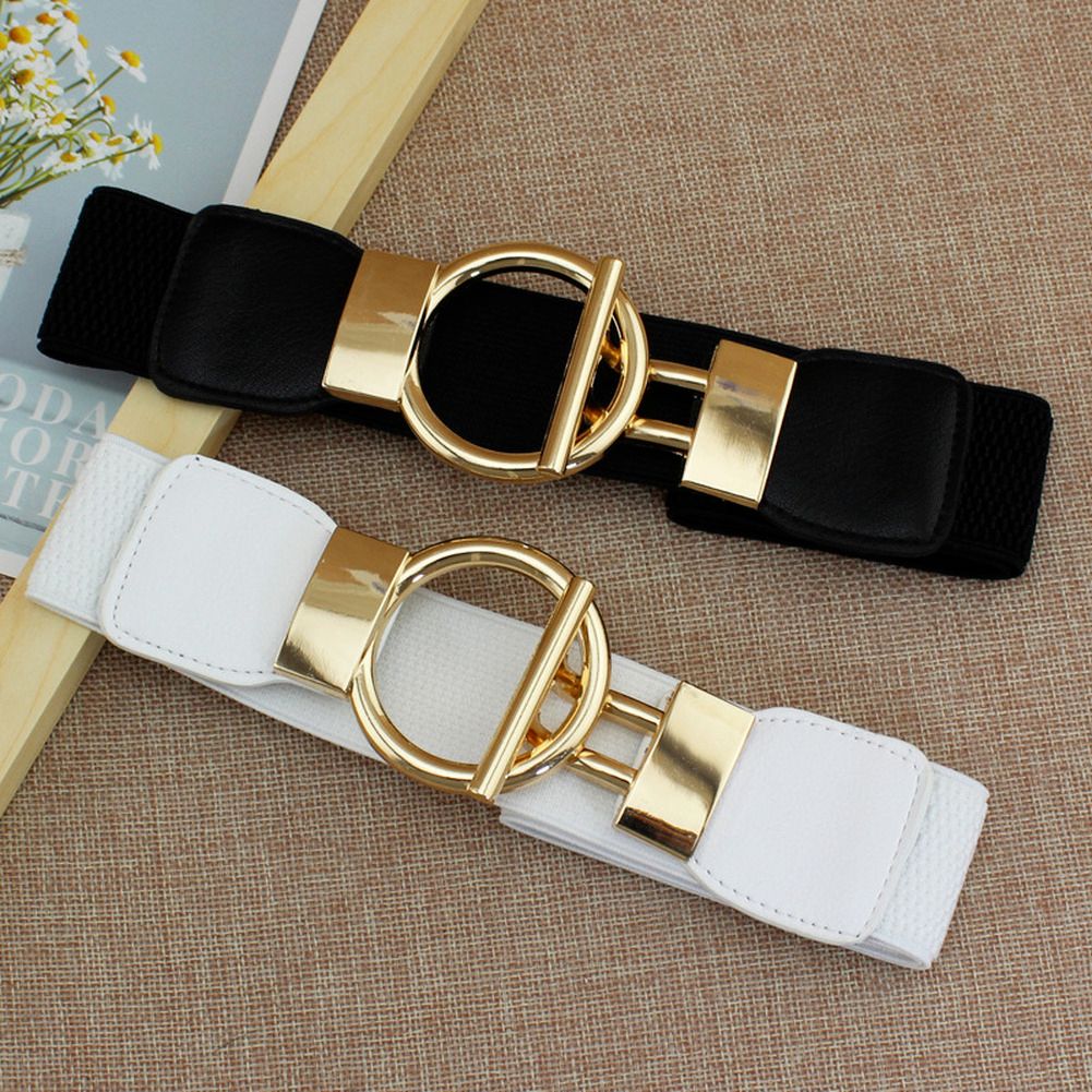 Fashion Dress Belts For Women Simple Waist Elastic Ladies Band Round Buckle Decoration Coat Sweater Party Belt Girdle Belt Gift(#black)