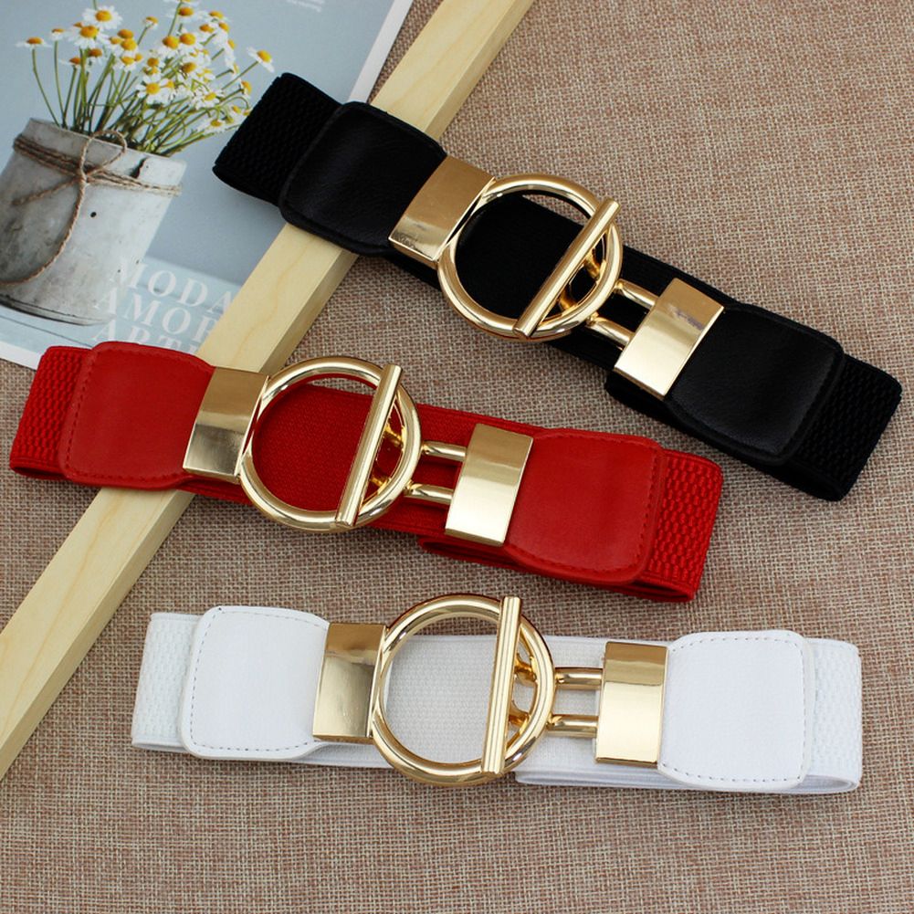 Fashion Dress Belts For Women Simple Waist Elastic Ladies Band Round Buckle Decoration Coat Sweater Party Belt Girdle Belt Gift(#black)