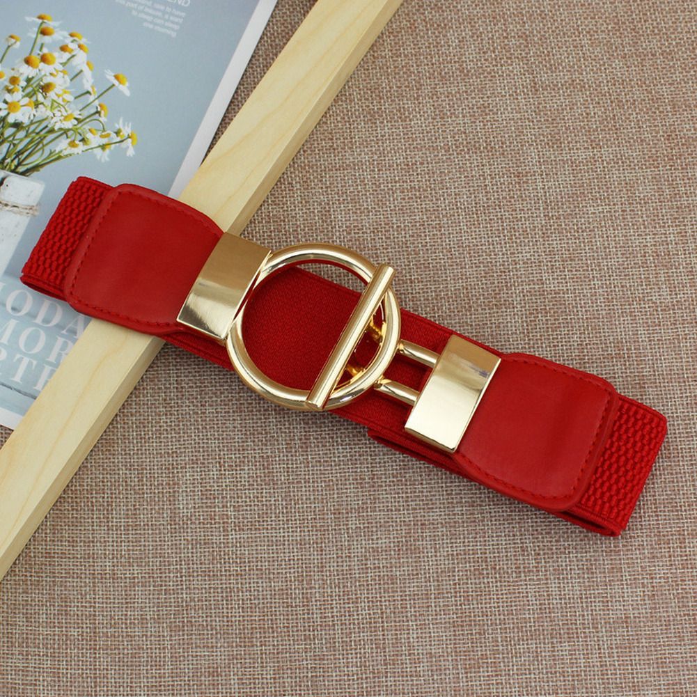 Fashion Dress Belts For Women Simple Waist Elastic Ladies Band Round Buckle Decoration Coat Sweater Party Belt Girdle Belt Gift(#black)
