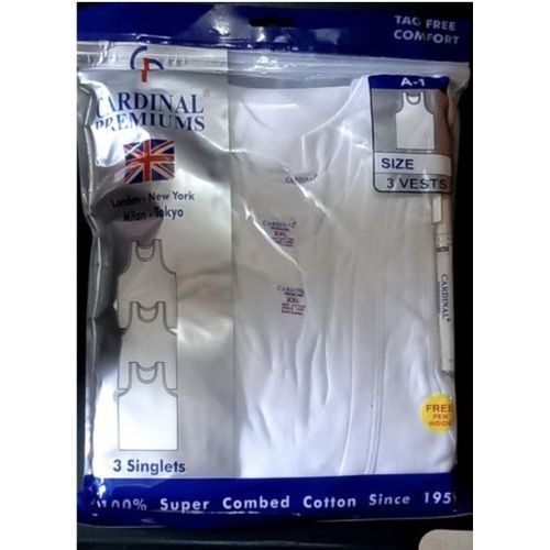 Quality Mens Singlets Underwear -White (3 In 1 Pack)