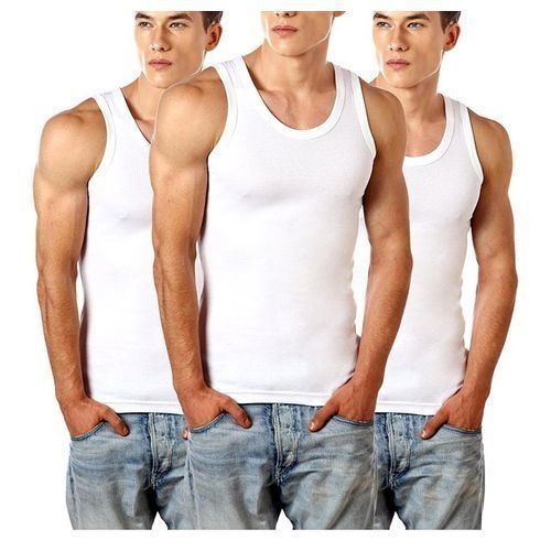 3-in-1 Pack Sleeveless Vest Mens Singlet - White