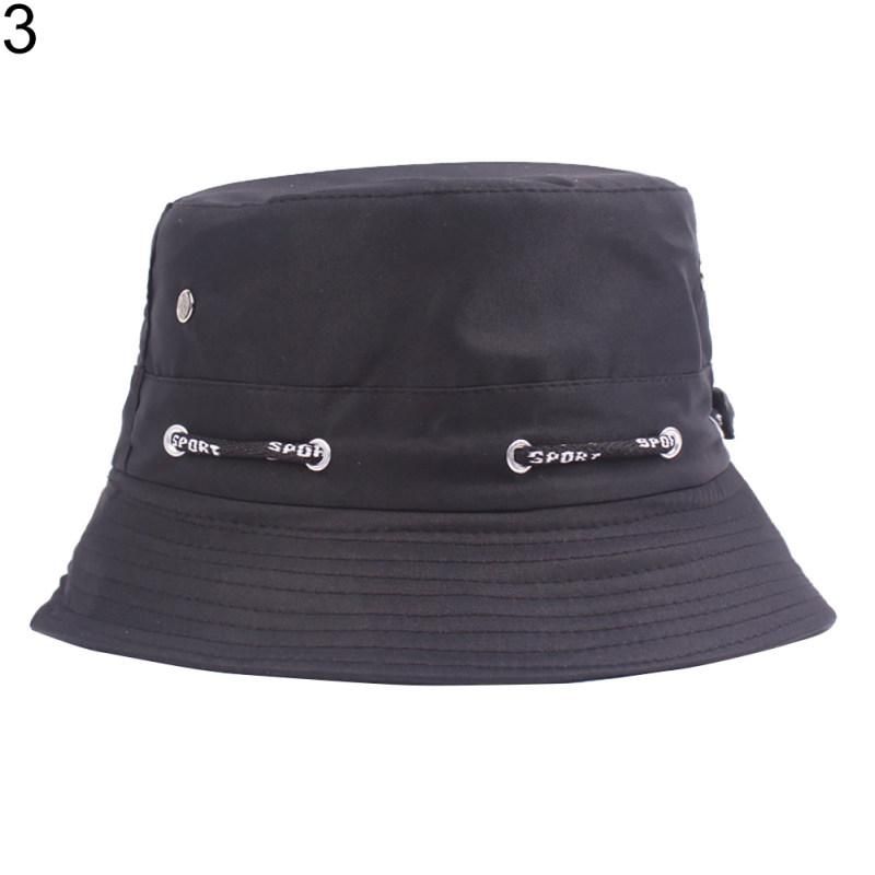 Solid Color Bucket Hat Unisex Outdoor Travel Fishing-Black