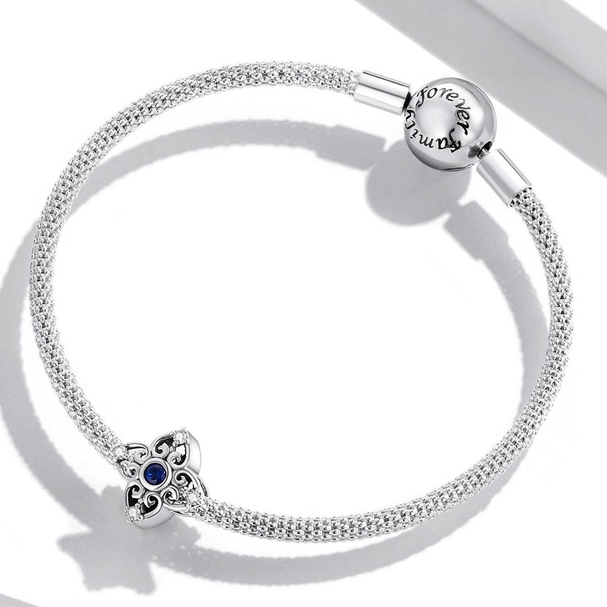 S925 Sterling Silver Retro Flower Texture Beads