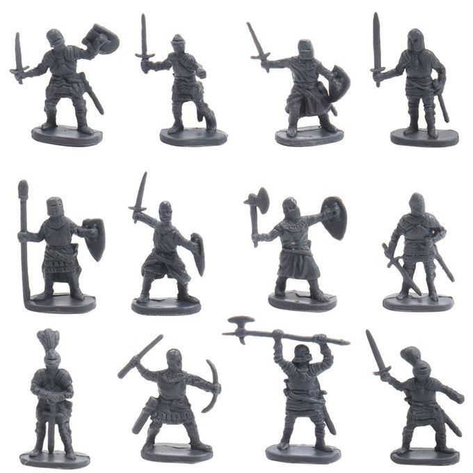 200x Middle Ages Figures Soldier Battle Scene Swordman Layout Gray