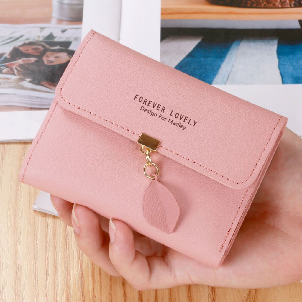 Women Girl Purse Ladies Slim Trifold Short Wallet Handbag Travel Pink