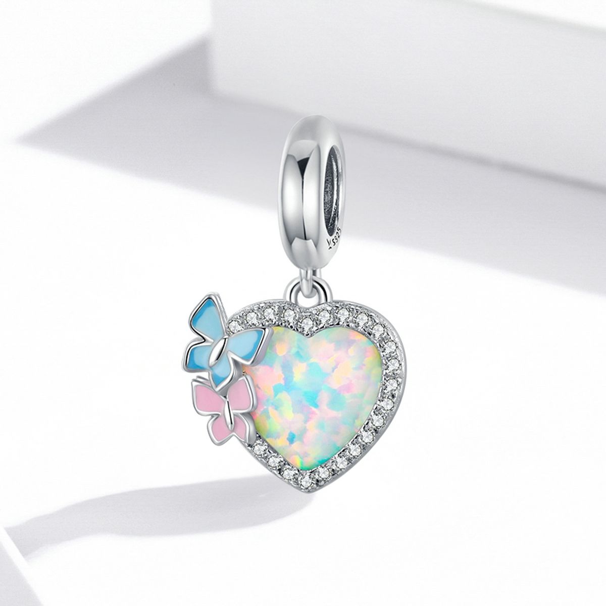 Erfly Heart Colorful Opal Pendant