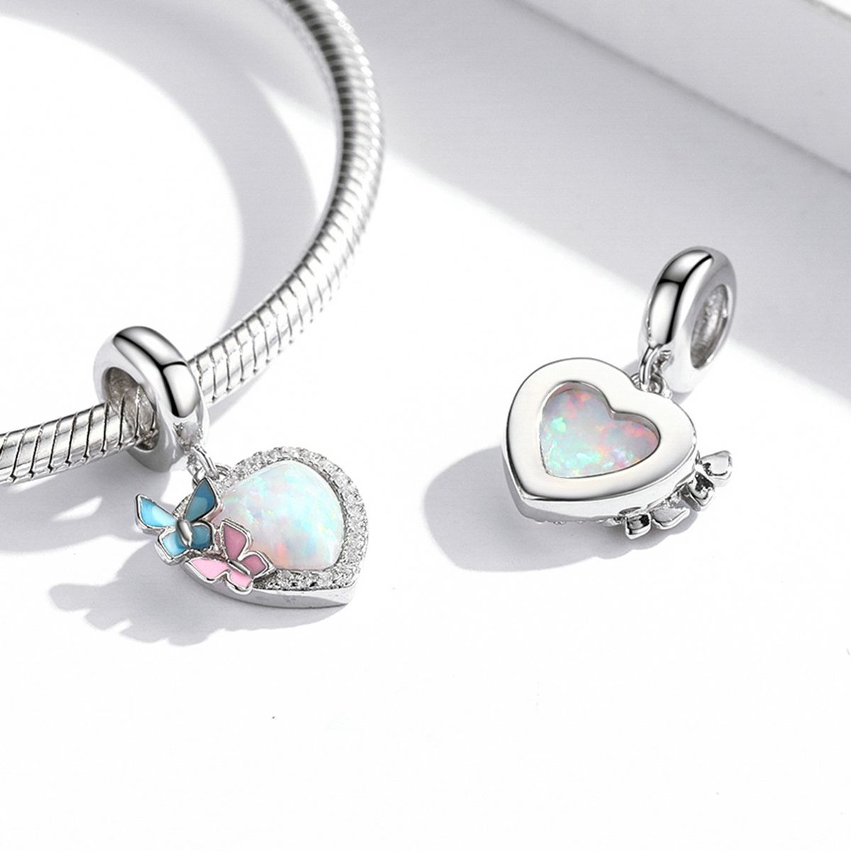 Erfly Heart Colorful Opal Pendant