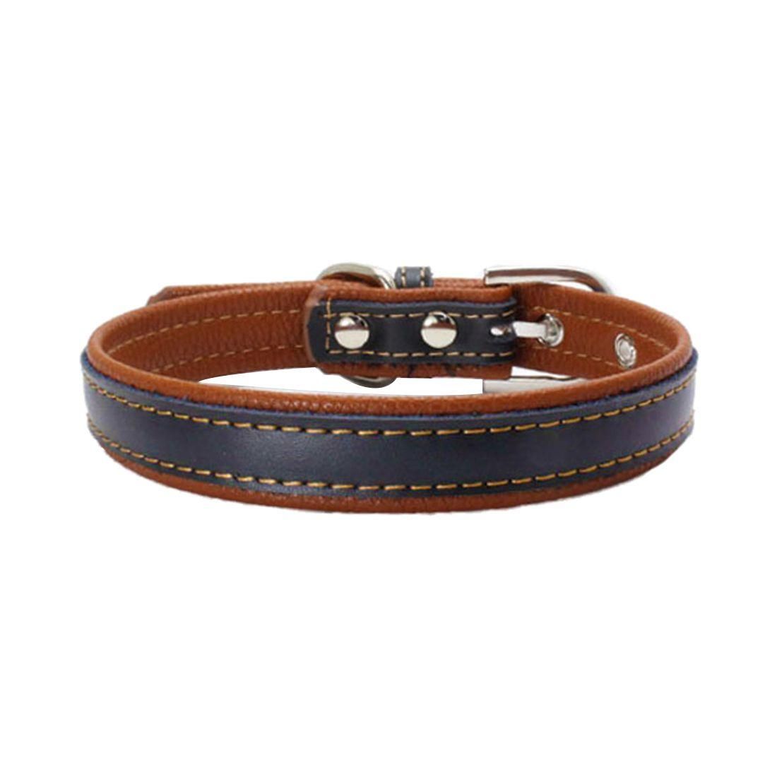 Padded Leather Dog Collar Brown + black