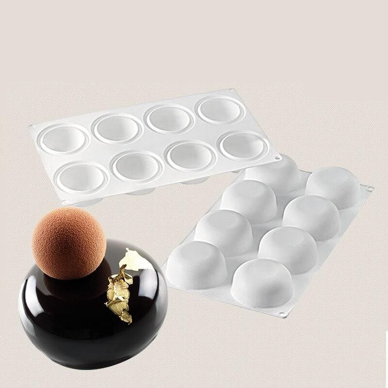 8 Holes Flat Circle Mold Silicone Cake Fondant Mould Mousse Mold Bakeware