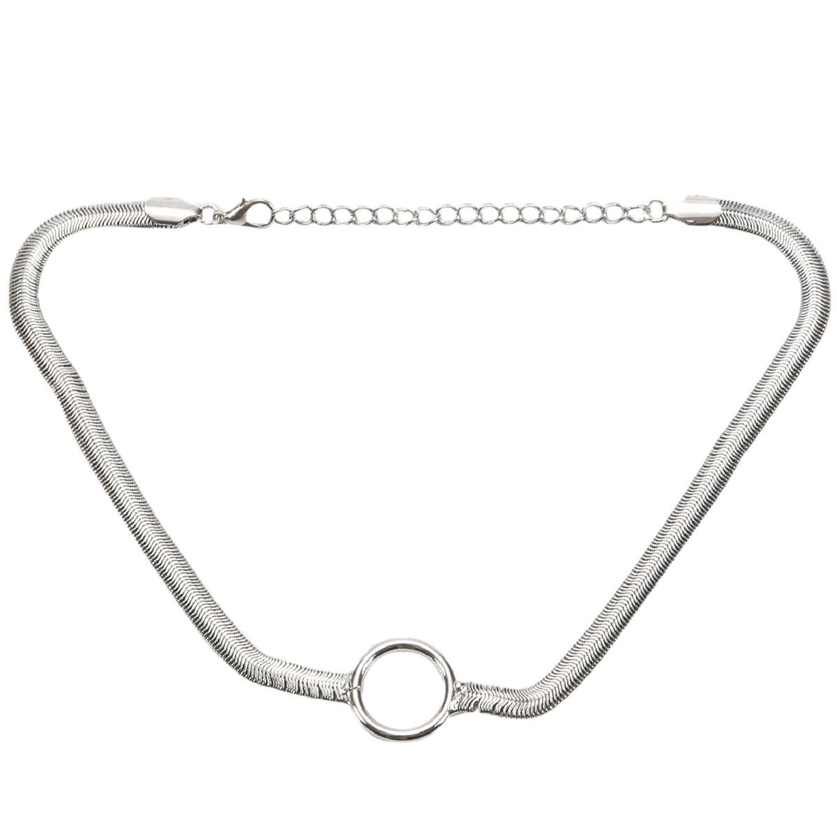 Silver Round Circle Long Tassel Choker NeckAccessories