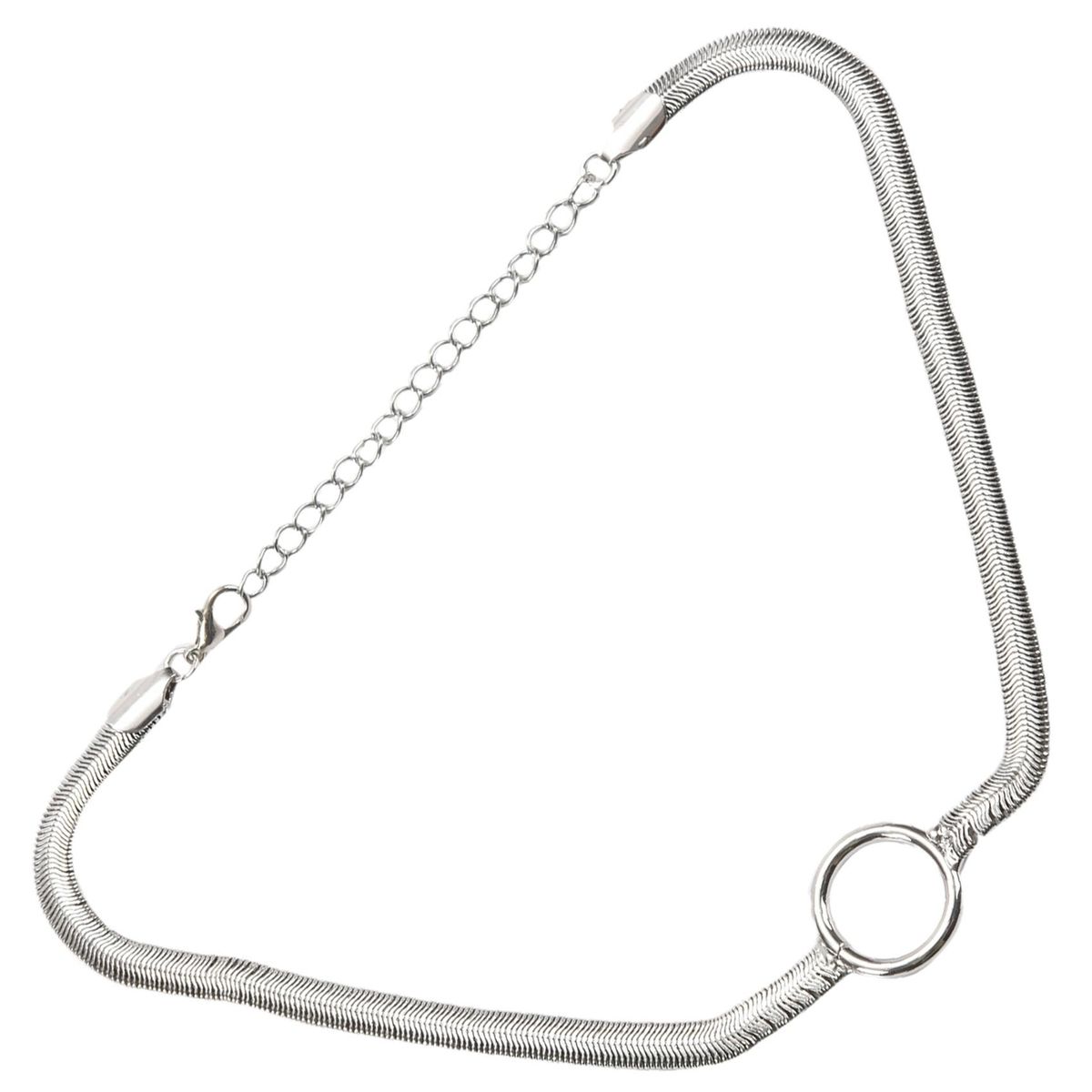 Silver Round Circle Long Tassel Choker NeckAccessories