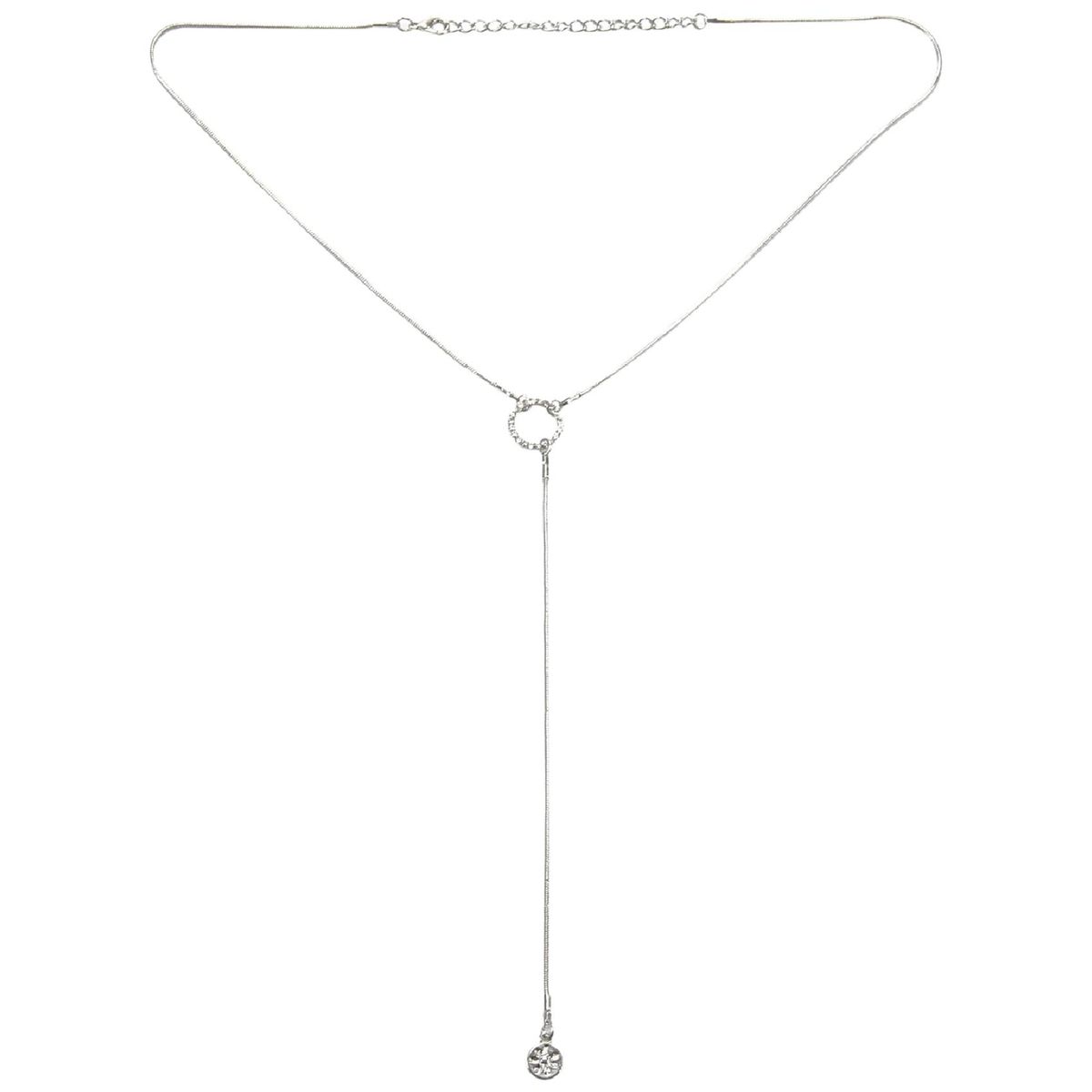 Silver Round Circle Long Tassel Choker NeckAccessories