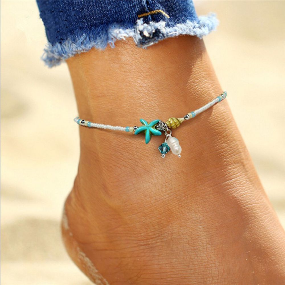 Starfish Shell Conch Stone Beaded Women Bracelet-