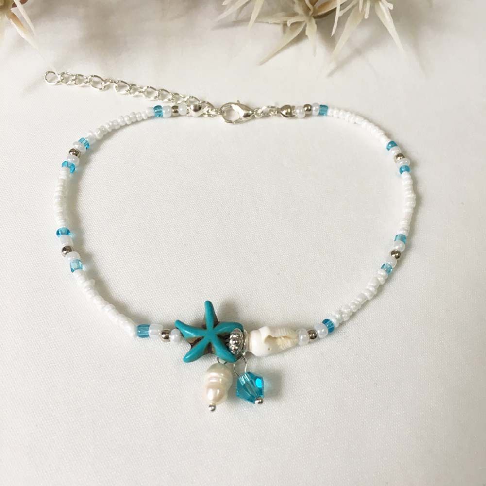 Starfish Shell Conch Stone Beaded Women Bracelet-