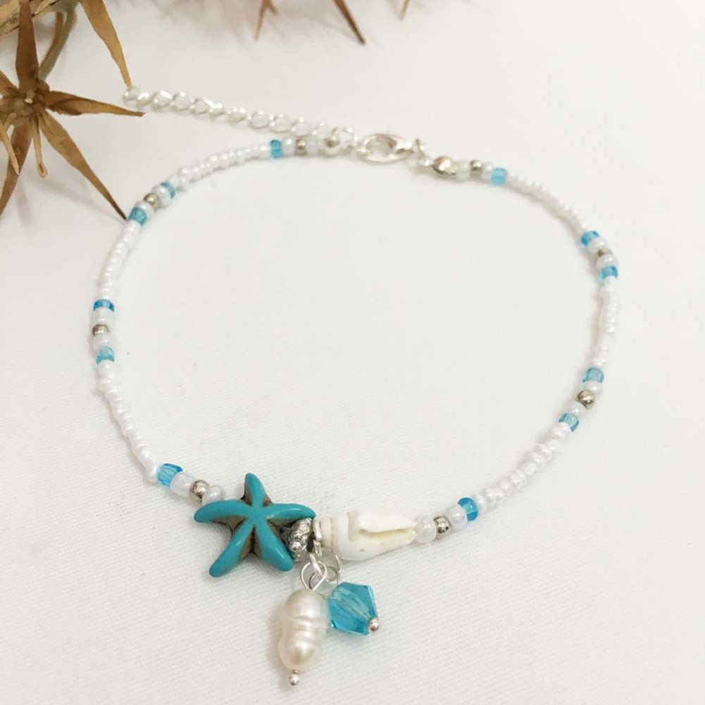 Starfish Shell Conch Stone Beaded Women Bracelet-